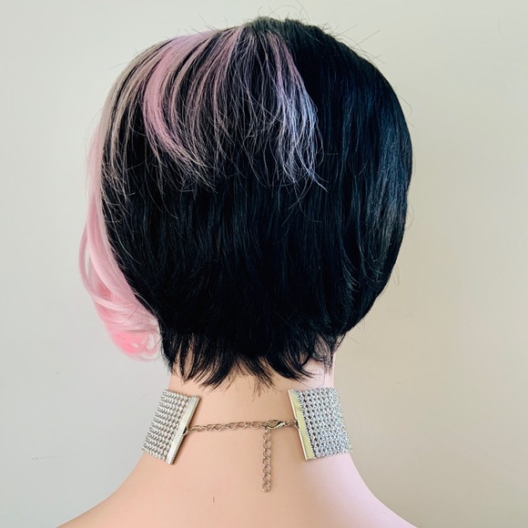 Very Pretty Pink & Black Short Synthetic Wig - Picture 6 of 6